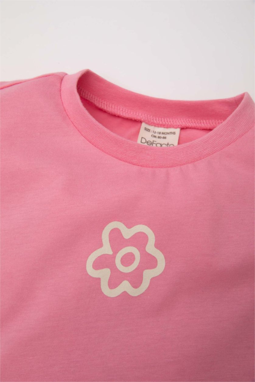 BABY GIRL Pink Baby Girl Crew Neck Printed Short Sleeve T-Shirt