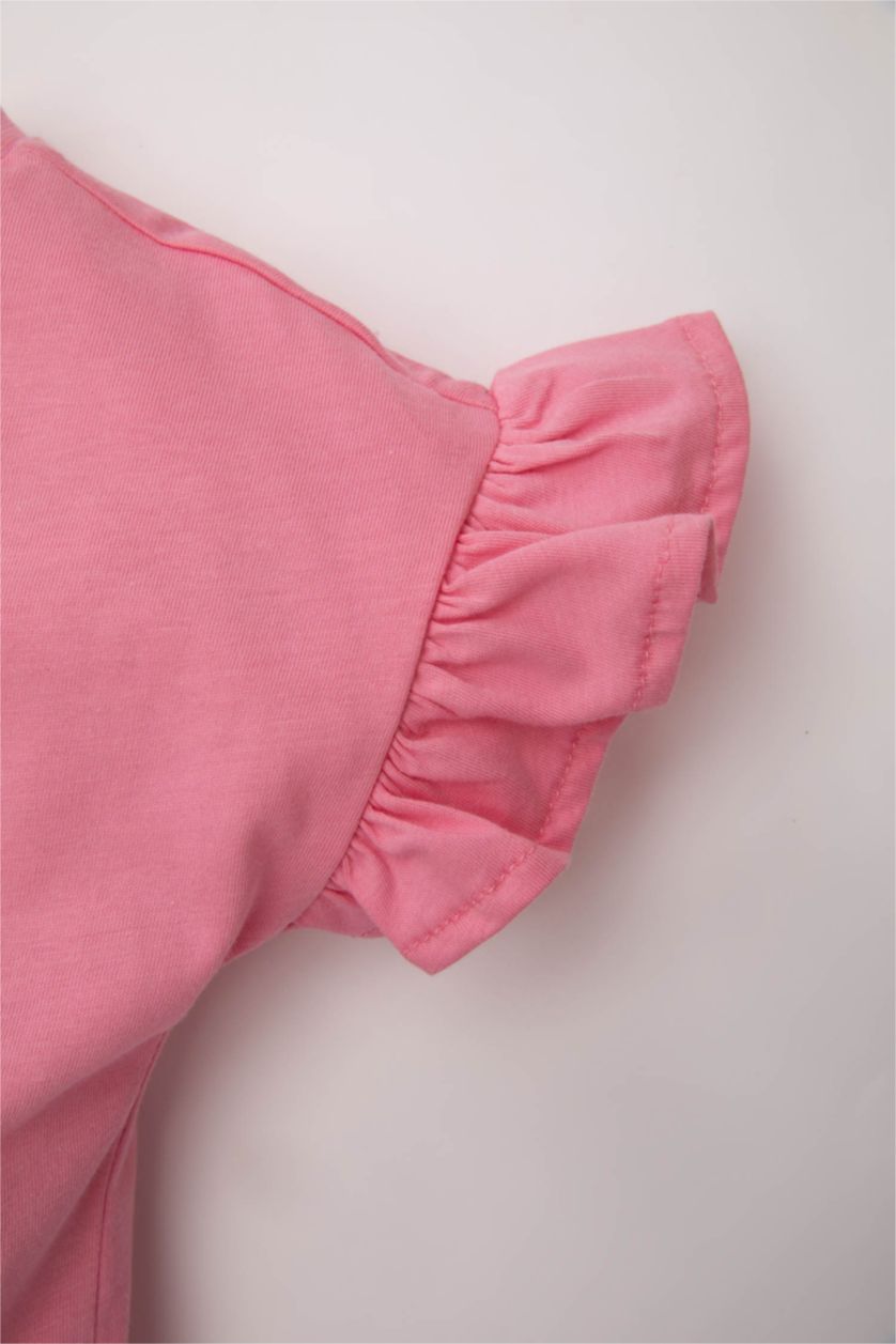 BABY GIRL Pink Baby Girl Crew Neck Printed Short Sleeve T-Shirt