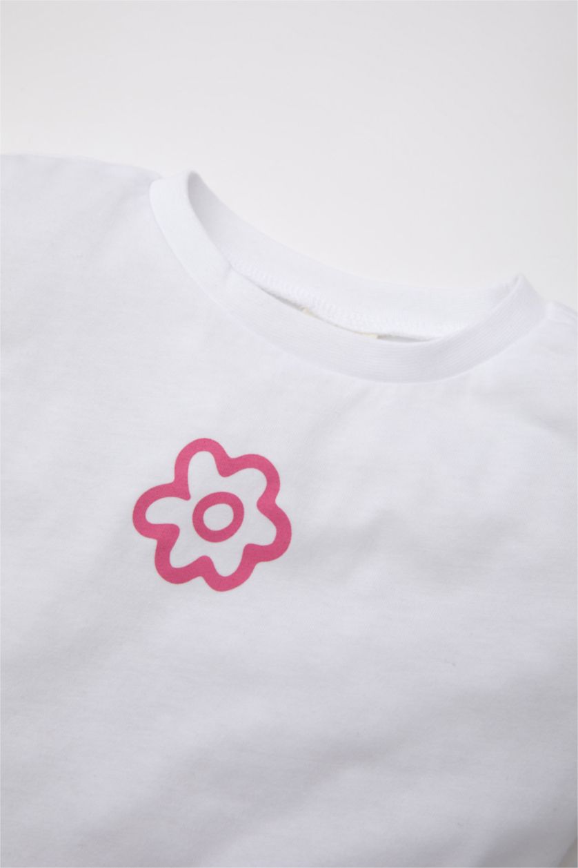 BABY GIRL White Baby Girl Crew Neck Floral Short Sleeve T-Shirt