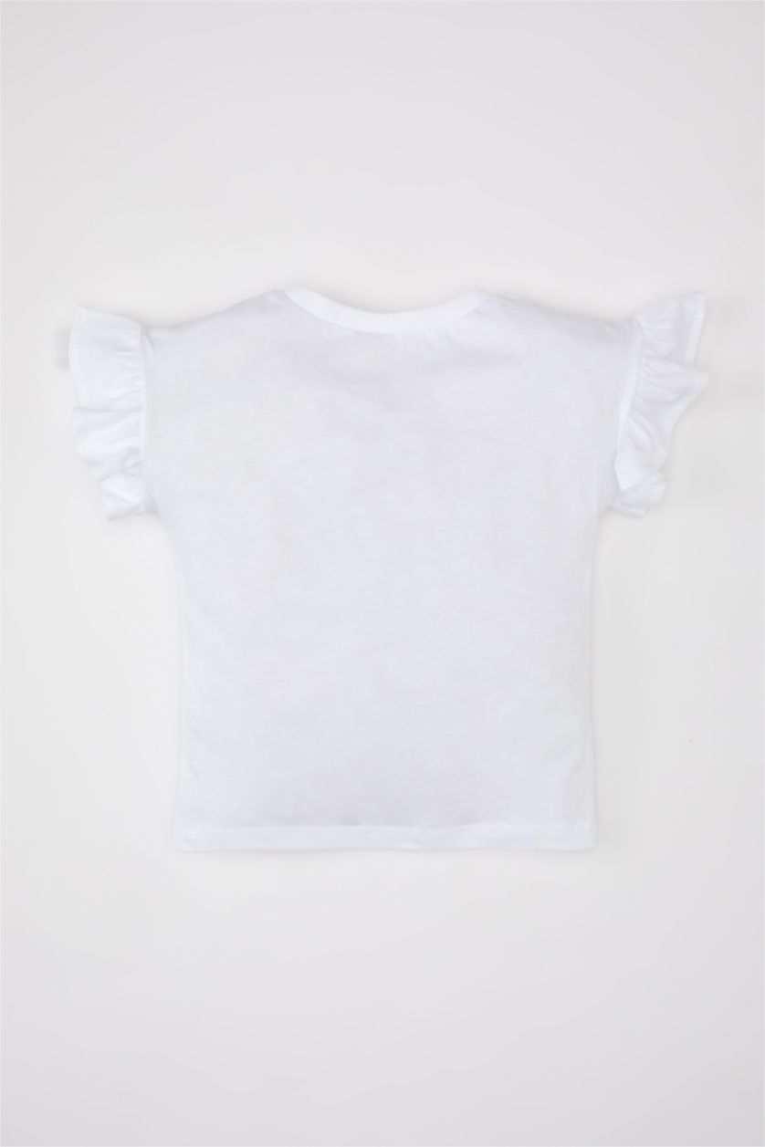 BABY GIRL White Baby Girl Crew Neck Floral Short Sleeve T-Shirt