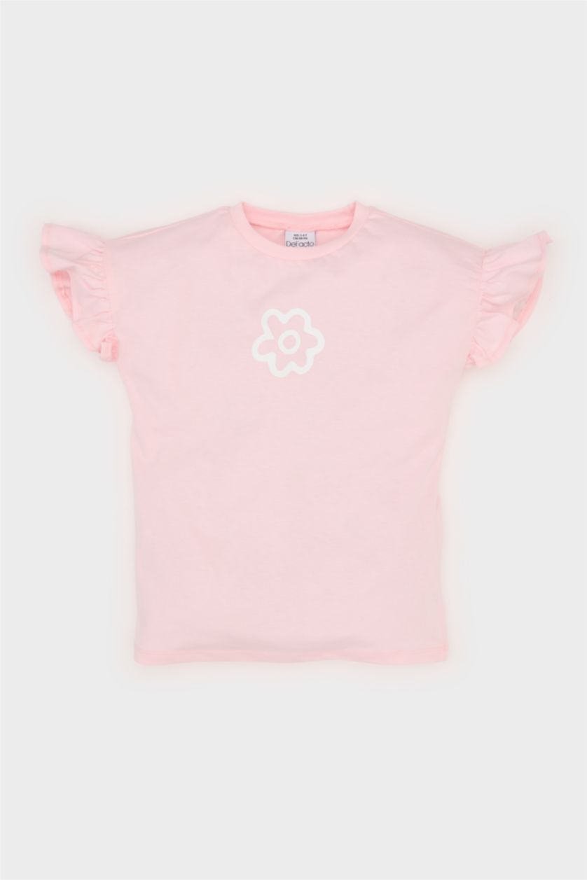 Baby Girl Light Pink Baby Girl Regular Fit Crew Neck Floral T-Shirt