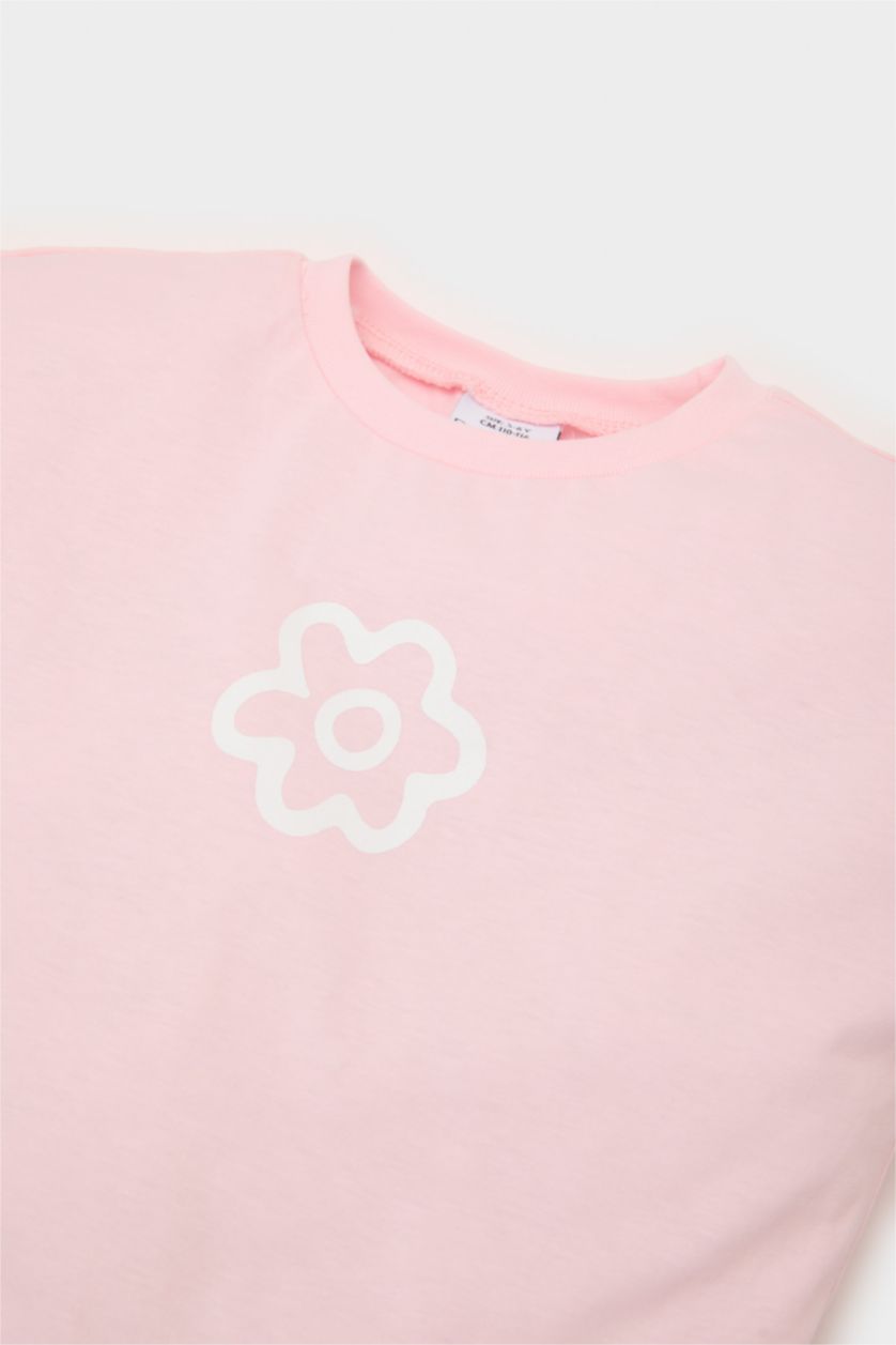 Baby Girl Light Pink Baby Girl Regular Fit Crew Neck Floral T-Shirt