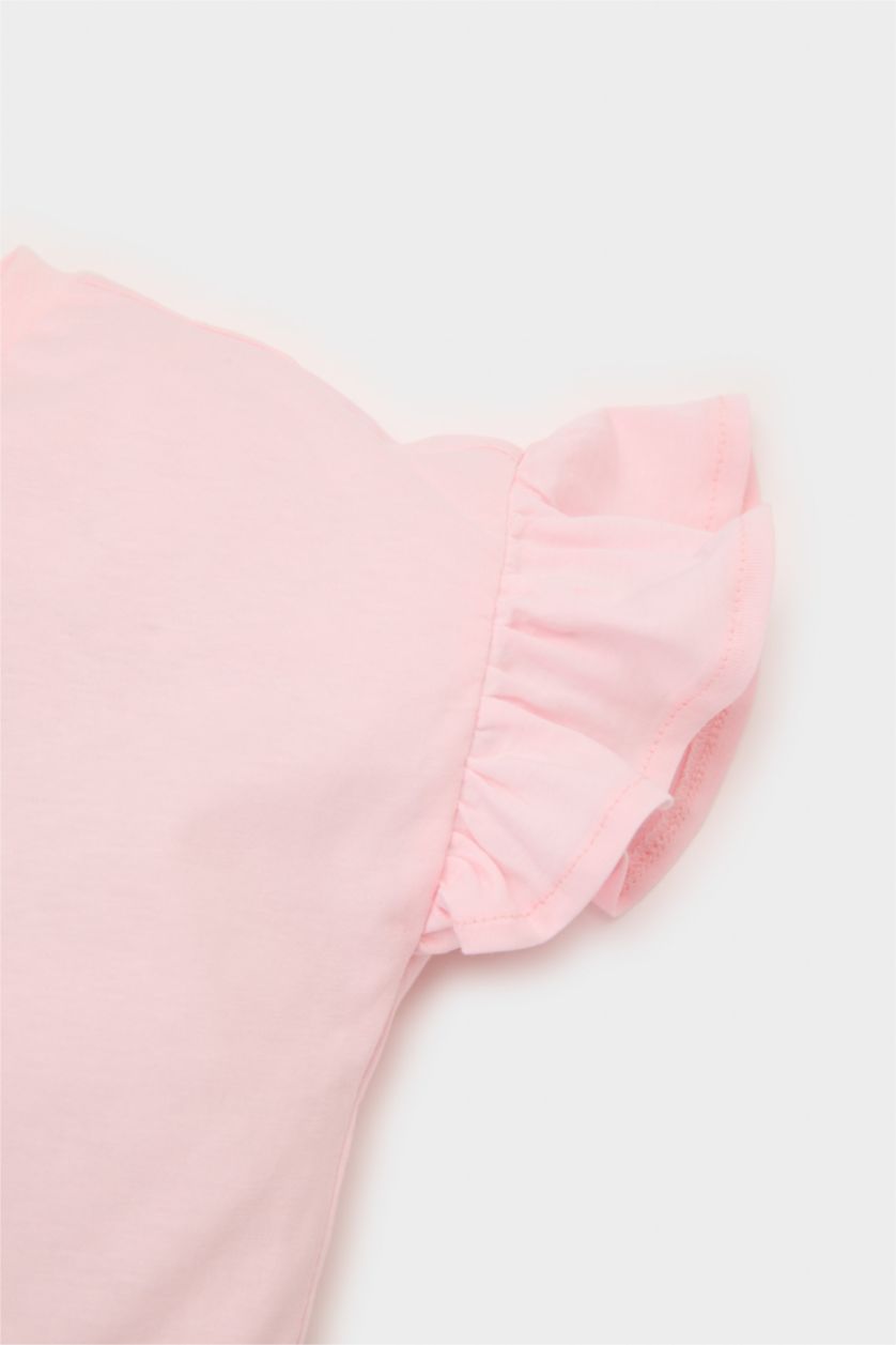 Baby Girl Light Pink Baby Girl Regular Fit Crew Neck Floral T-Shirt