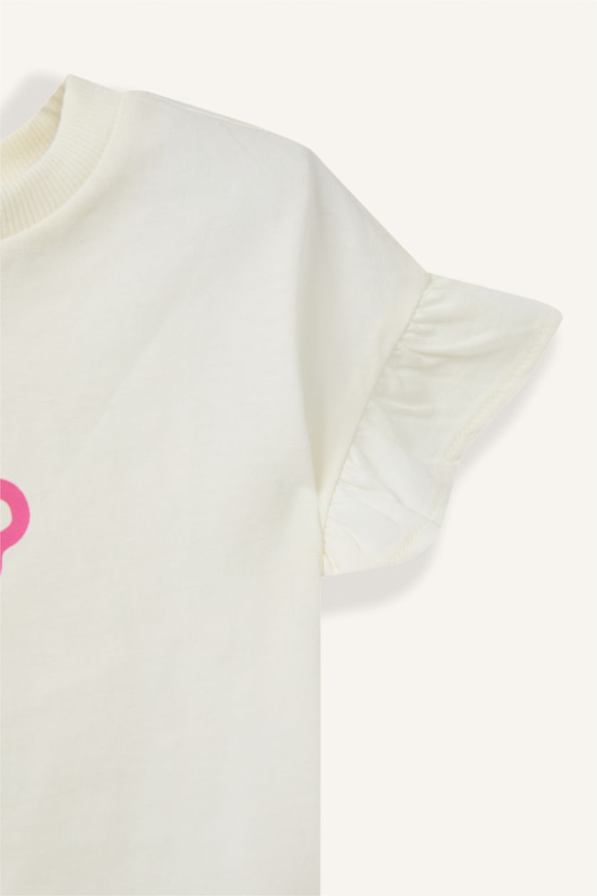 Kız Bebek Ekru Çiçekli Tişört Kız Bebek