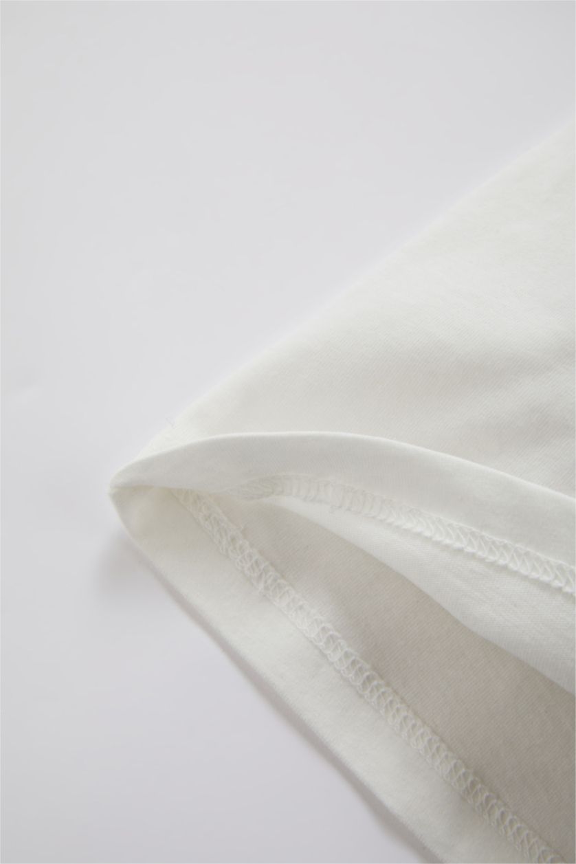 BABY GIRL White Baby Girl Regular Fit Crew Neck Slogan Printed Short Sleeved T-Shirt