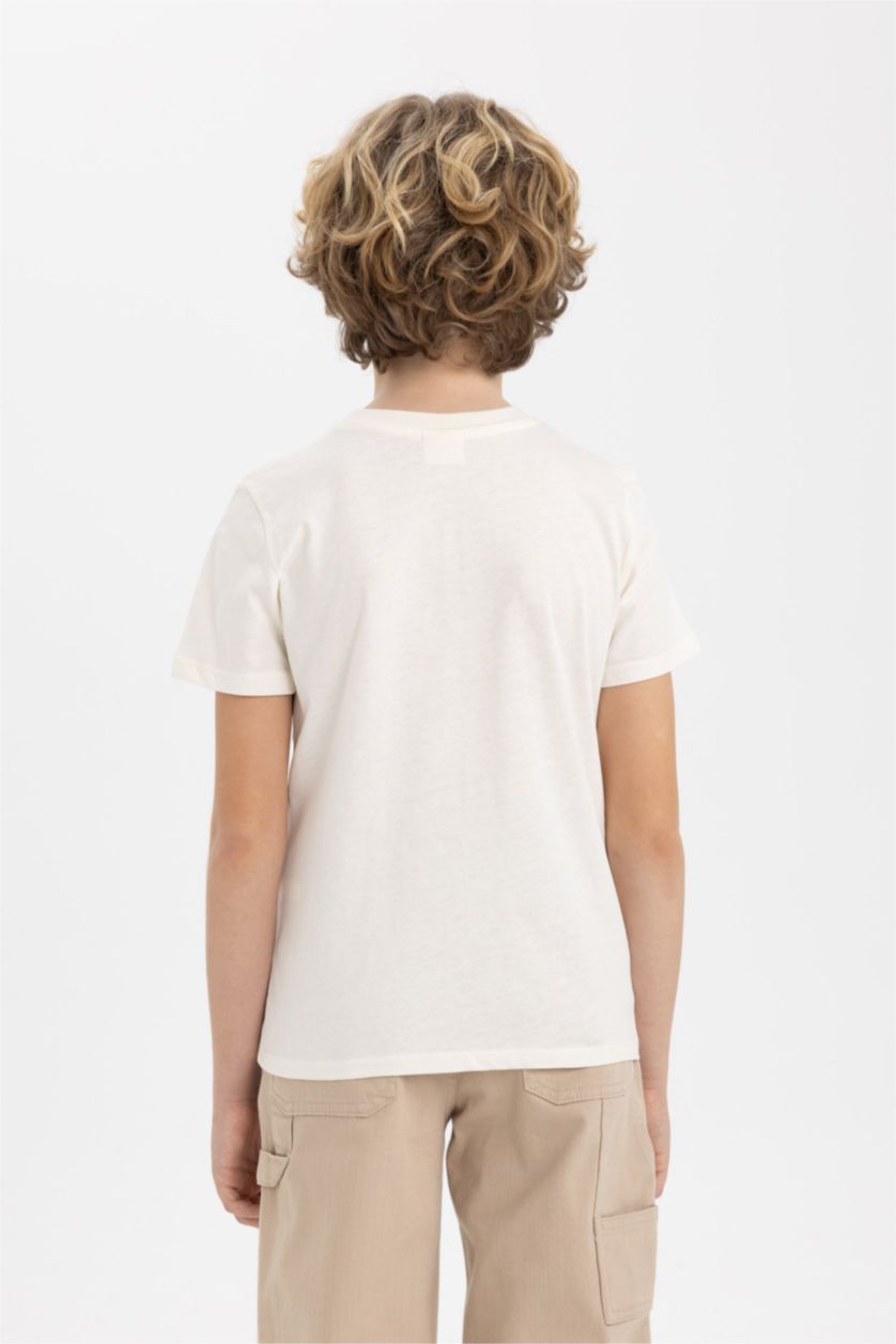 BOYS & TEENS Ecru Boy Crew Neck Striped Short Sleeve T-Shirt