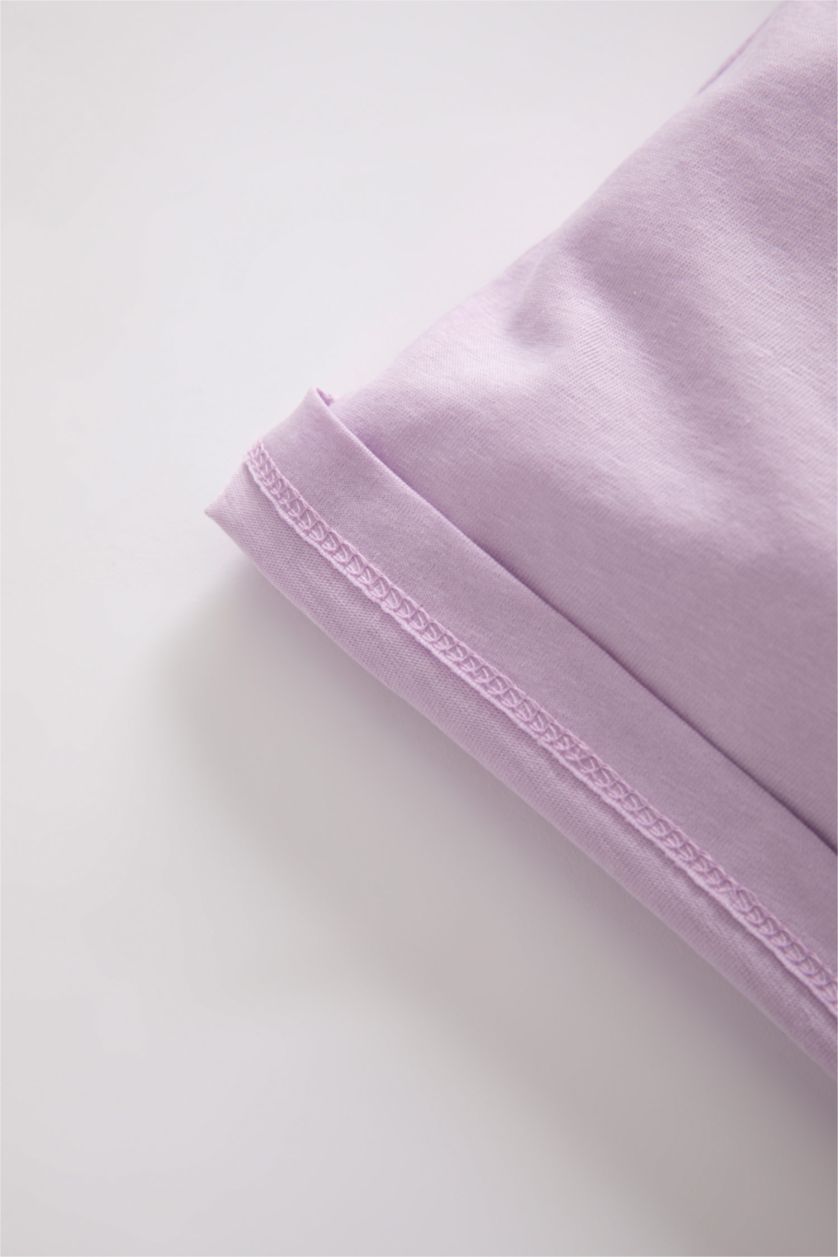 BABY GIRL Lilac Baby Girl Regular Fit Crew Neck Slogan Printed Short Sleeved T-Shirt