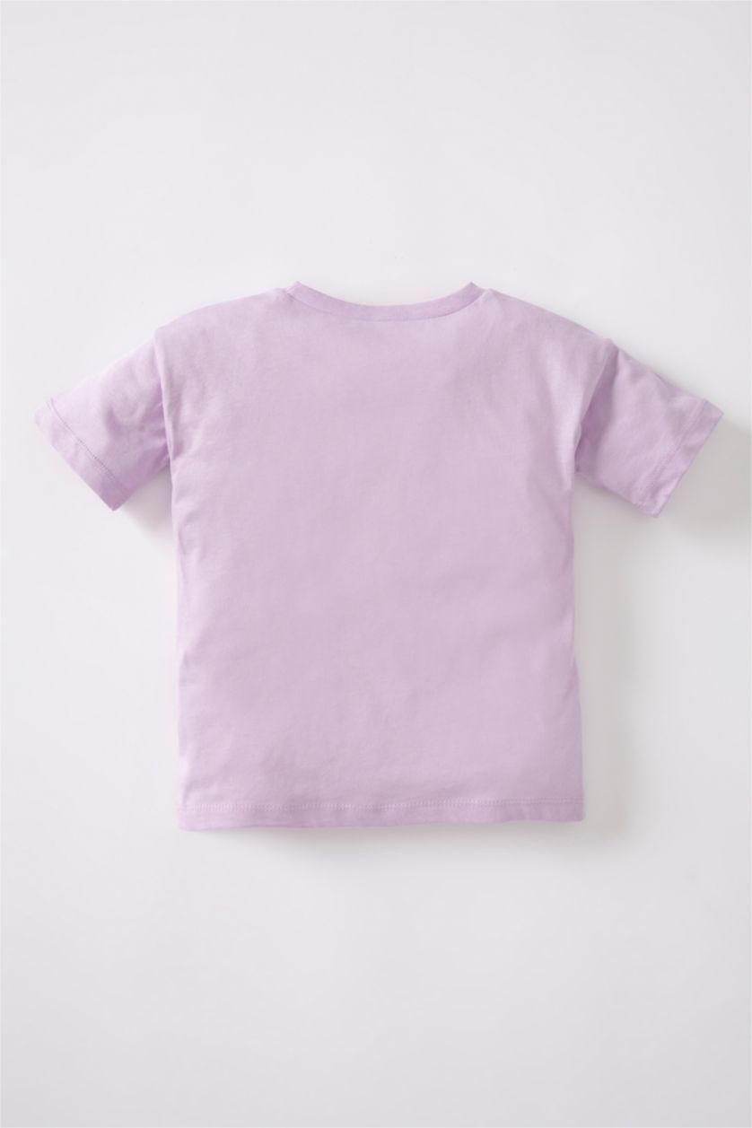 BABY GIRL Lilac Baby Girl Regular Fit Crew Neck Slogan Printed Short Sleeved T-Shirt