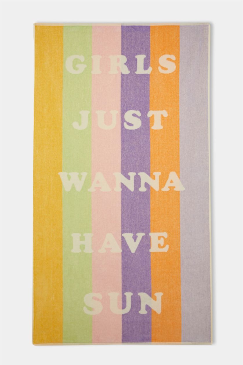 Kadın Karma Kadın Desenli Pamuklu Plaj Havlusu