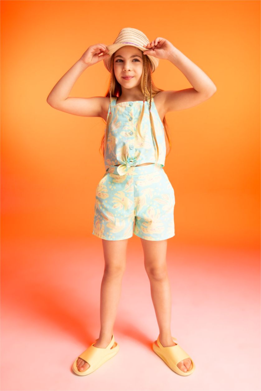 FILLES Bleu Ensemble De 2 Shorts Chemisier À Motifs Pour Fille