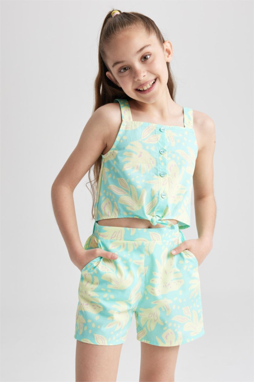 FILLES Bleu Ensemble De 2 Shorts Chemisier À Motifs Pour Fille