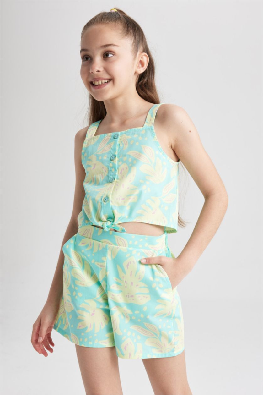 FILLES Bleu Ensemble De 2 Shorts Chemisier À Motifs Pour Fille