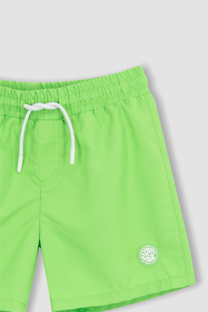 Erkek Çocuk - Genç Erkek Neon Yeşil Erkek Çocuk Basic Düz Deniz Şortu