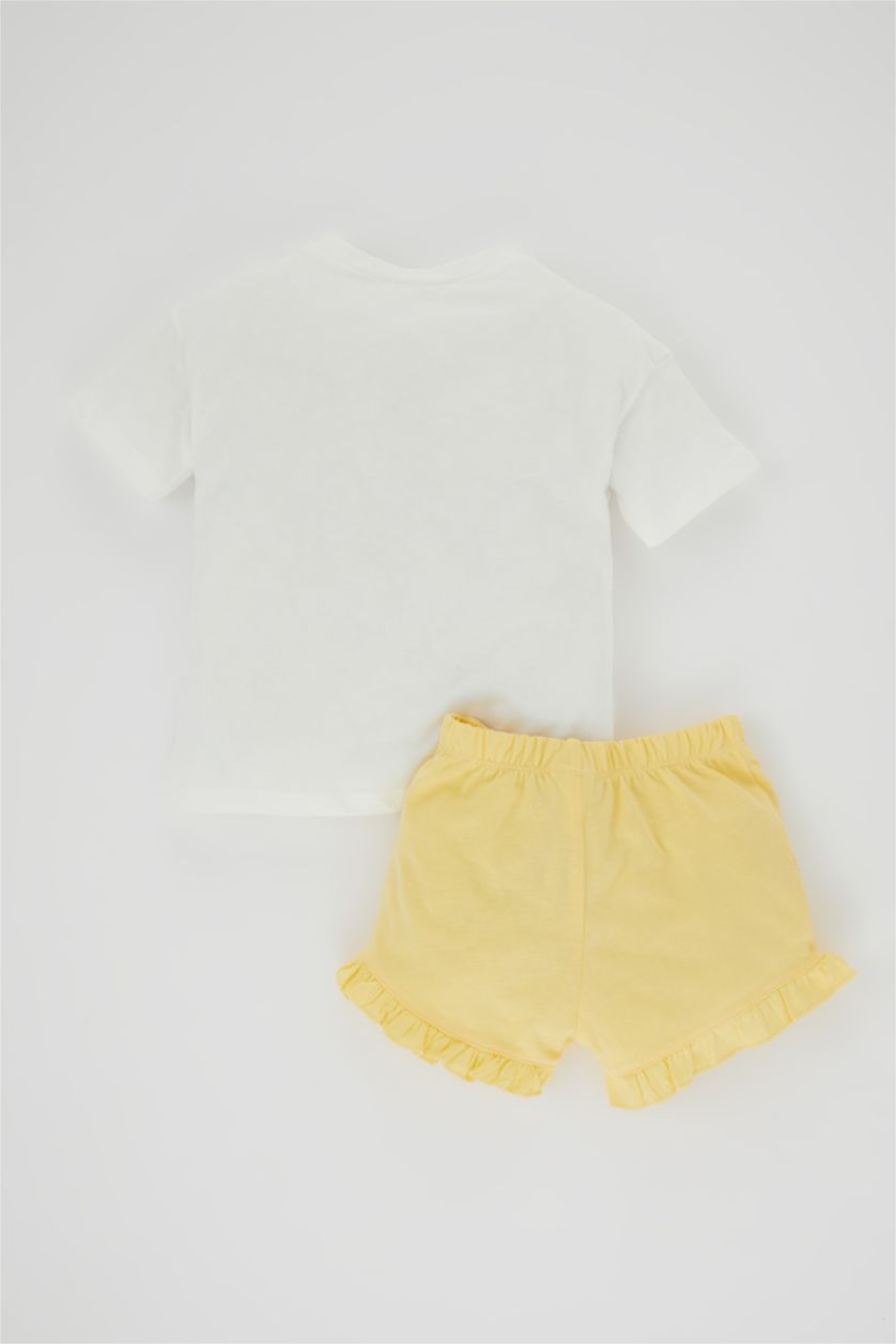 طفلة صغيرة أصفر سيت بناتي شورت تيشيرت باليونيكورن - قطعتين