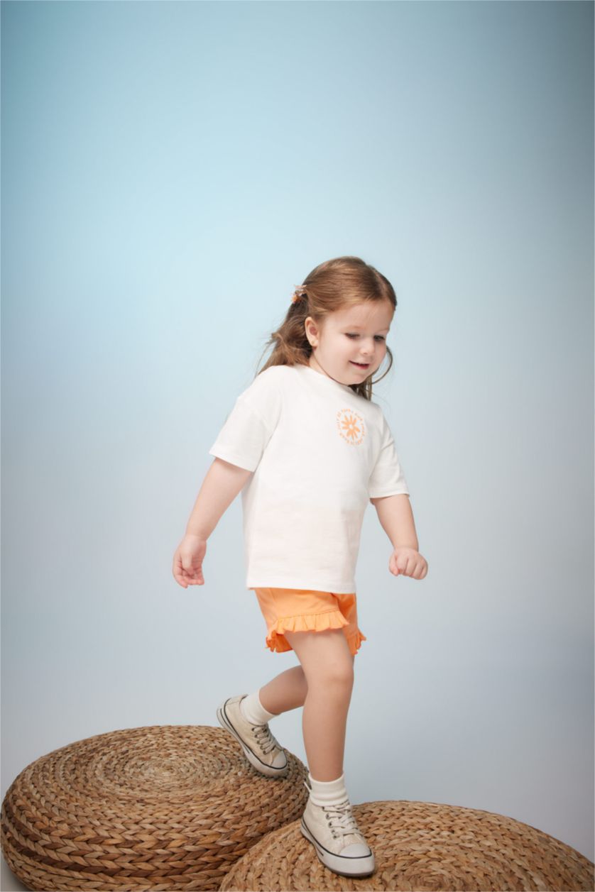 BÉBÉ FILLE Orange Ensemble En Tricot Col Ras Du Cou Manche Courte 2 BéBé Fille