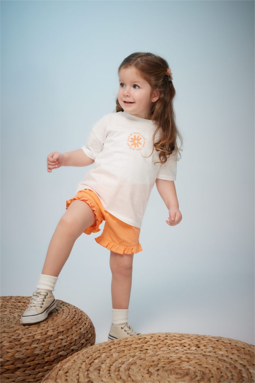 BÉBÉ FILLE Orange Ensemble En Tricot Col Ras Du Cou Manche Courte 2 BéBé Fille