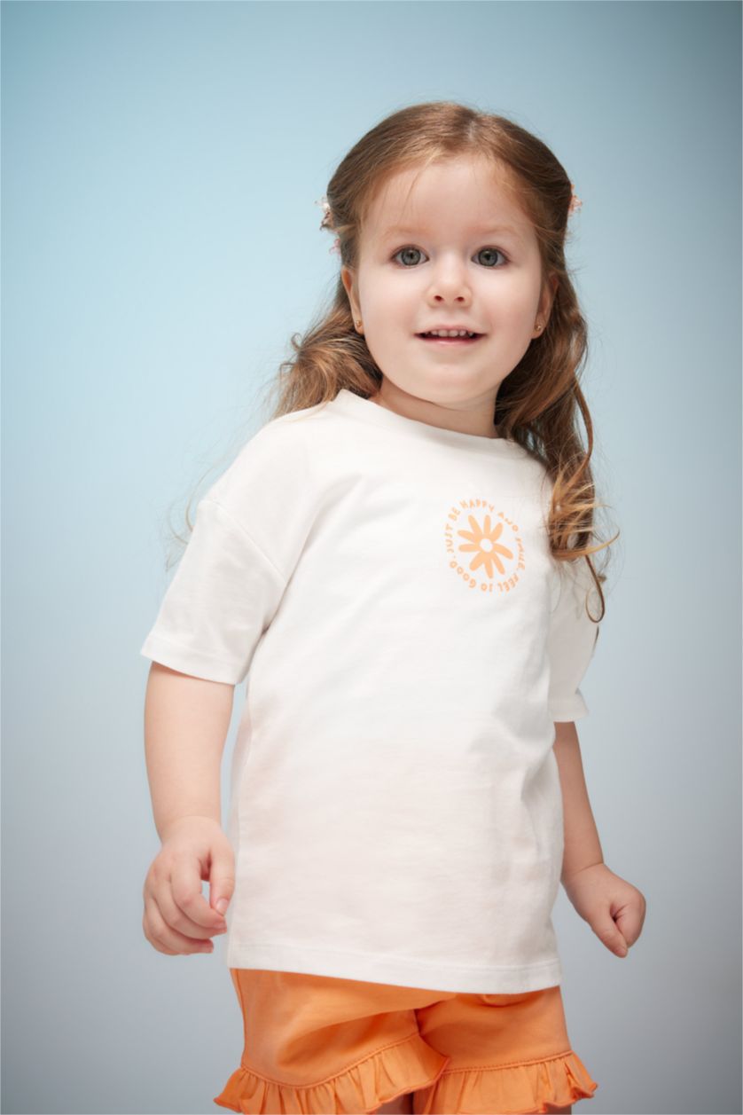 BÉBÉ FILLE Orange Ensemble En Tricot Col Ras Du Cou Manche Courte 2 BéBé Fille