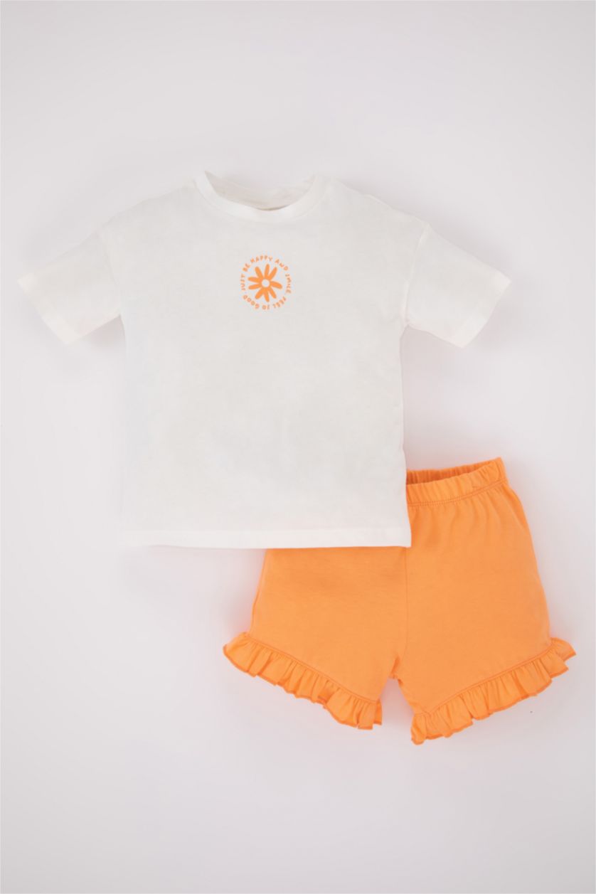 BÉBÉ FILLE Orange Ensemble En Tricot Col Ras Du Cou Manche Courte 2 BéBé Fille