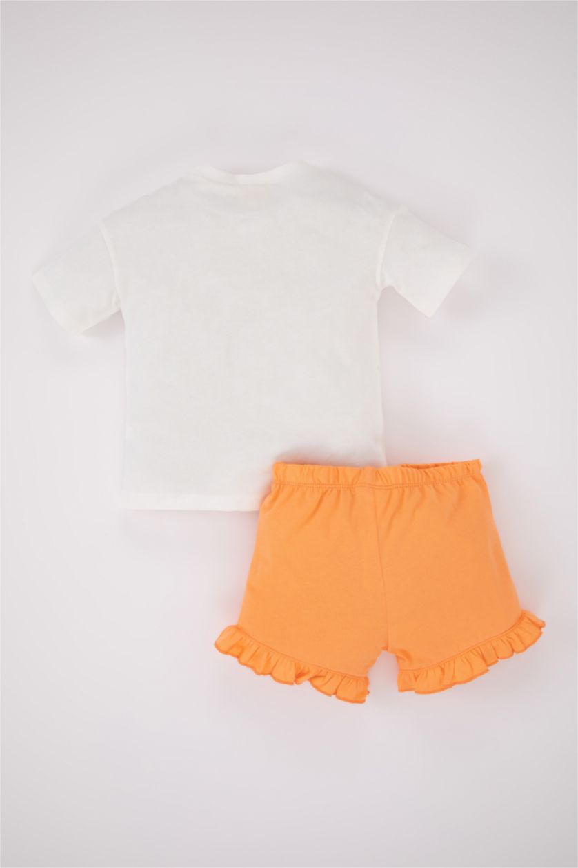 BÉBÉ FILLE Orange Ensemble En Tricot Col Ras Du Cou Manche Courte 2 BéBé Fille