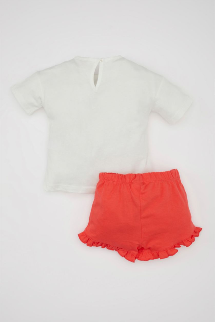 طفلة صغيرة مرجاني سيت بناتي شورت وتيشيرت - قطعتين