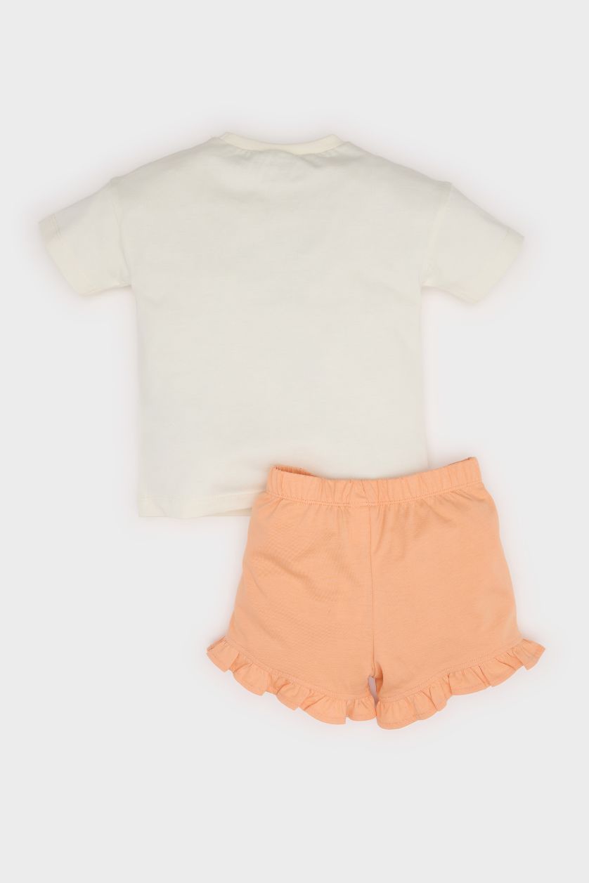 Baby Girl Light Orange Baby Girl Short Sleeve 2 Piece Set