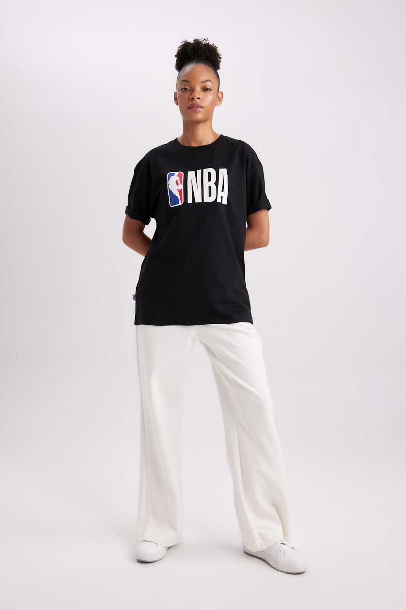 Әйелдерге қара NBA дөңгелек жаға Қысқа жеңді футболка