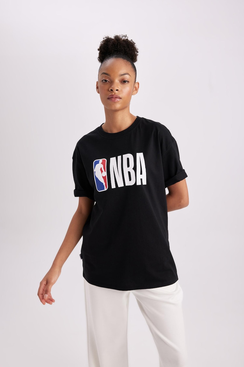 Әйелдерге қара NBA дөңгелек жаға Қысқа жеңді футболка