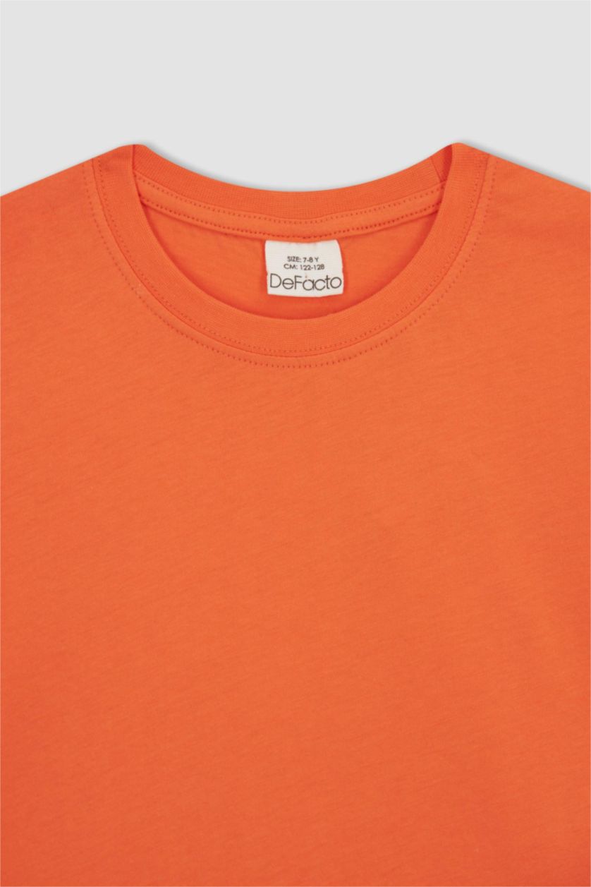 BOYS & TEENS Orange Boy Regular Fit Crew Neck Printed Short Sleeve T-Shirt