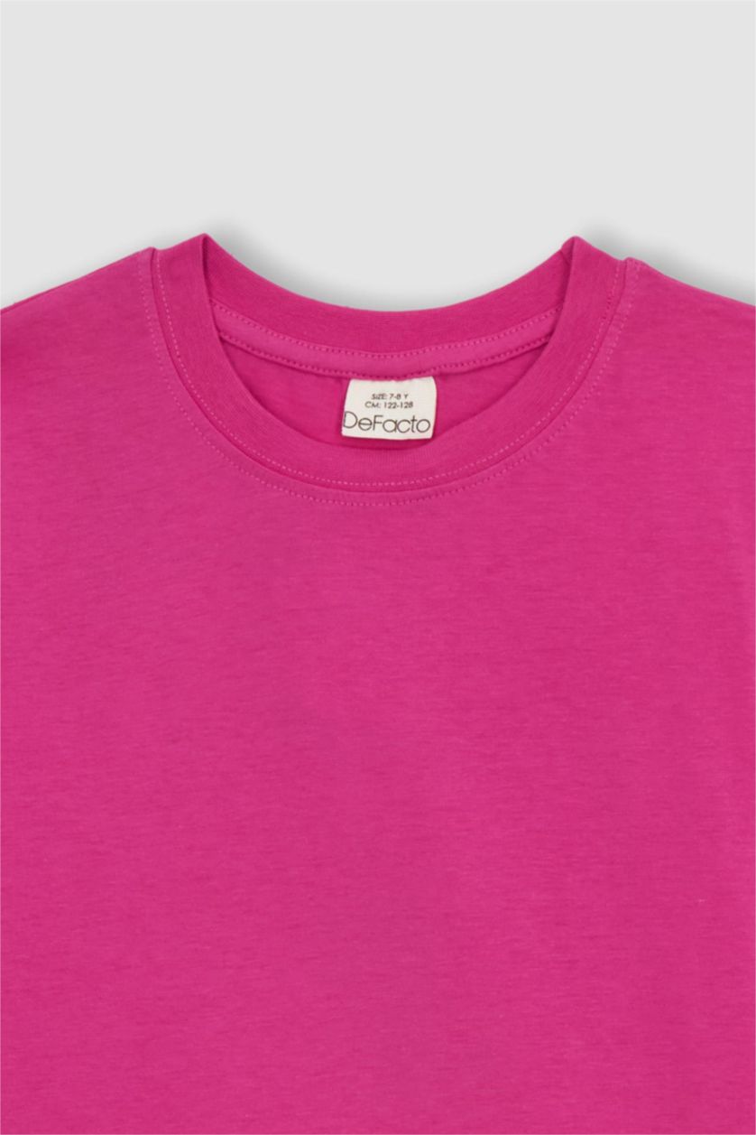 BOYS & TEENS Dark Pink Boy Regular Fit Crew Neck Printed Short Sleeve T-Shirt