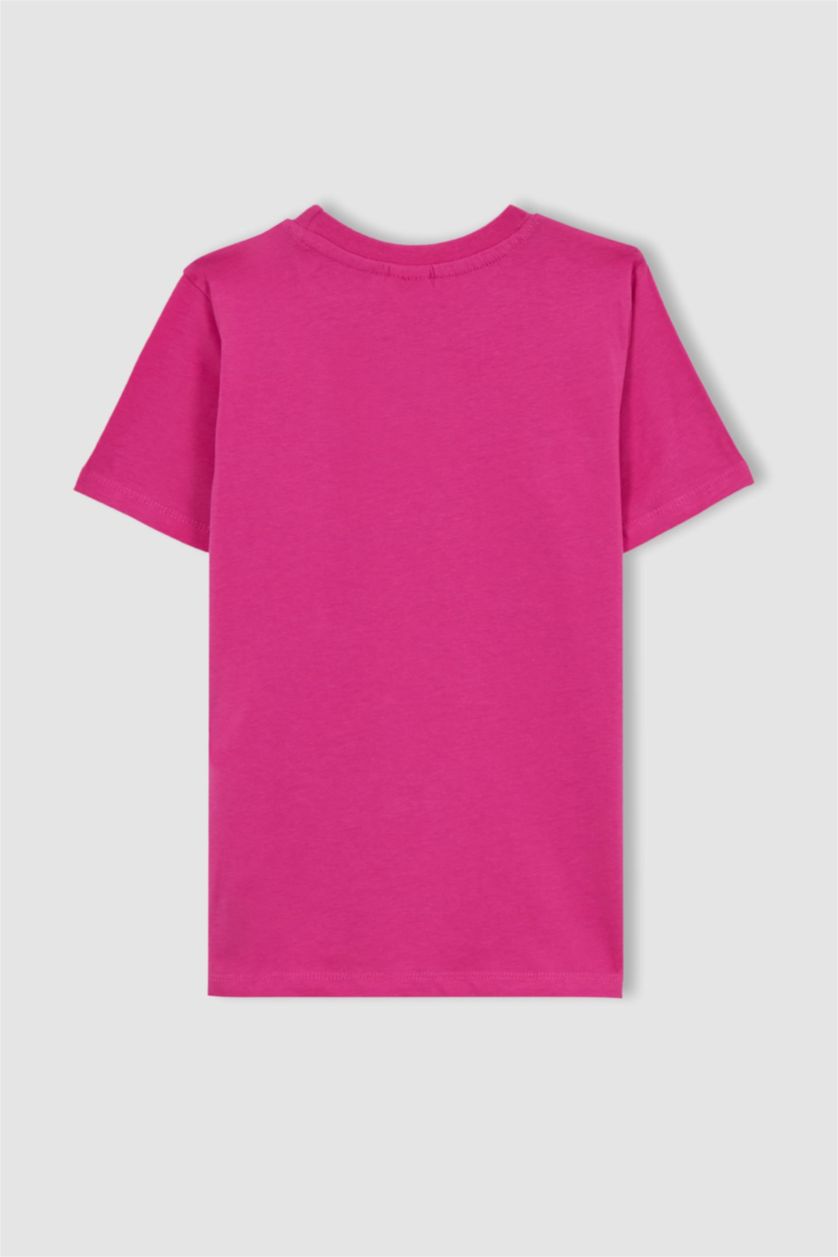 BOYS & TEENS Dark Pink Boy Regular Fit Crew Neck Printed Short Sleeve T-Shirt