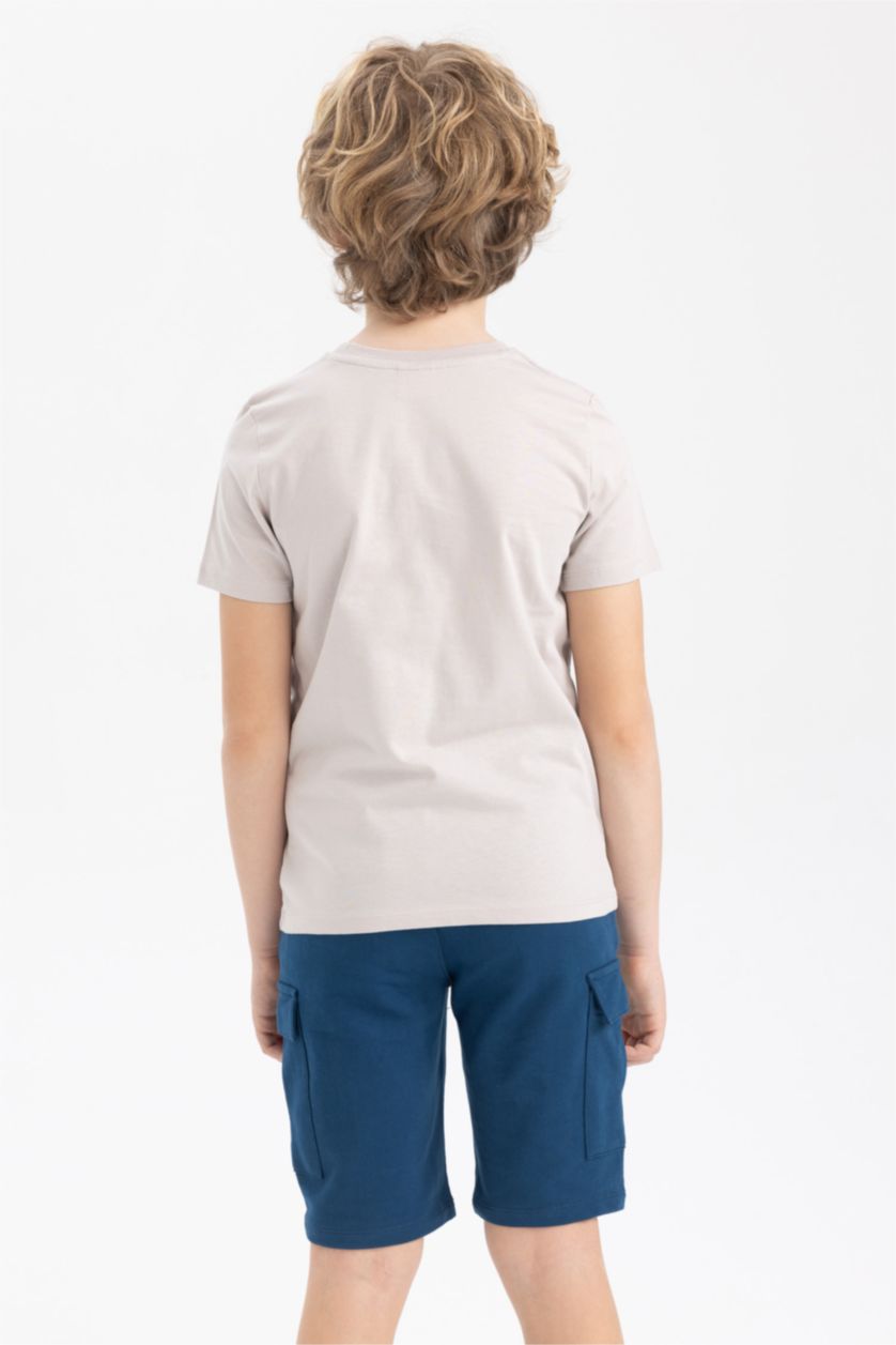 BOYS & TEENS Grey Boy Regular Fit Crew Neck Printed Short Sleeve T-Shirt