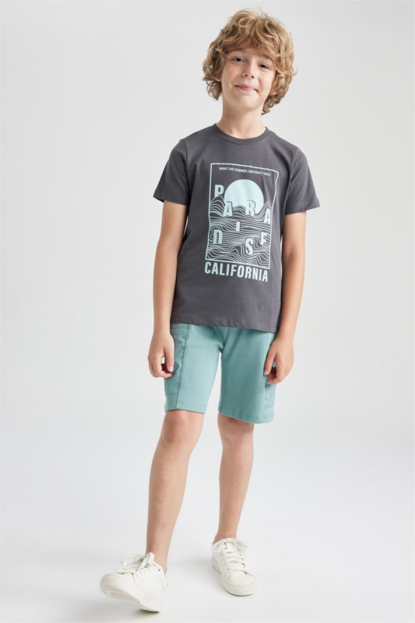 GARÇONS Anthracite T-Shirt Imprimé à Manches Courtes Col Rond pour Garçon