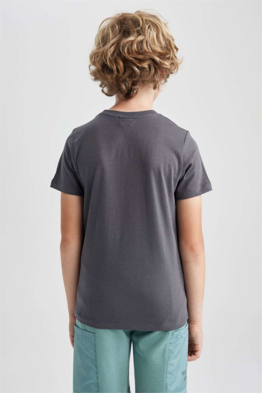 GARÇONS Anthracite T-Shirt Imprimé à Manches Courtes Col Rond pour Garçon