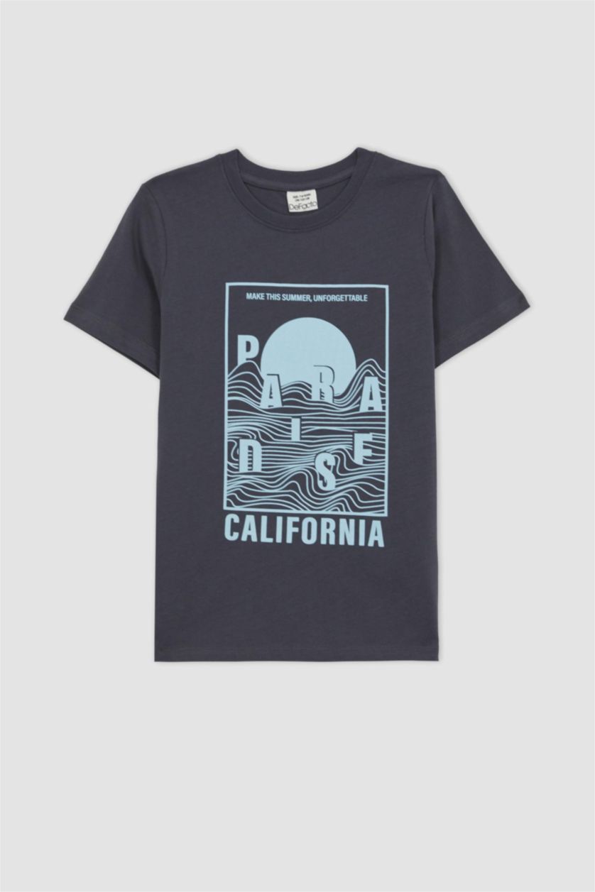 GARÇONS Anthracite T-Shirt Imprimé à Manches Courtes Col Rond pour Garçon