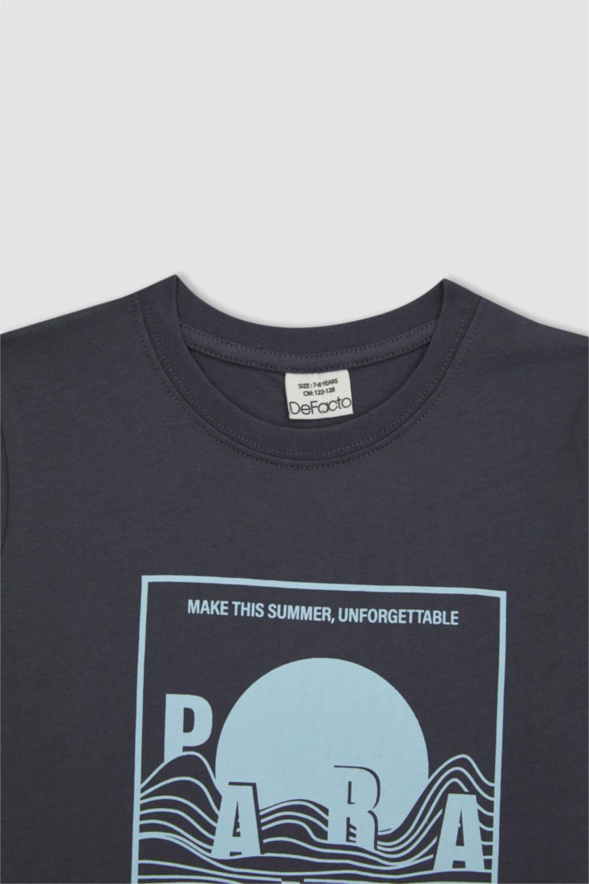 GARÇONS Anthracite T-Shirt Imprimé à Manches Courtes Col Rond pour Garçon