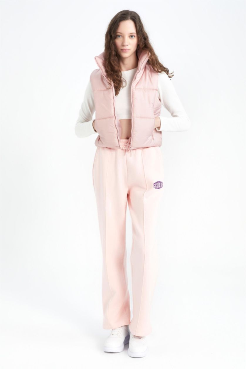 نساء زهري بنطلون بجامة رياضي بقصة عادية وايد ليج