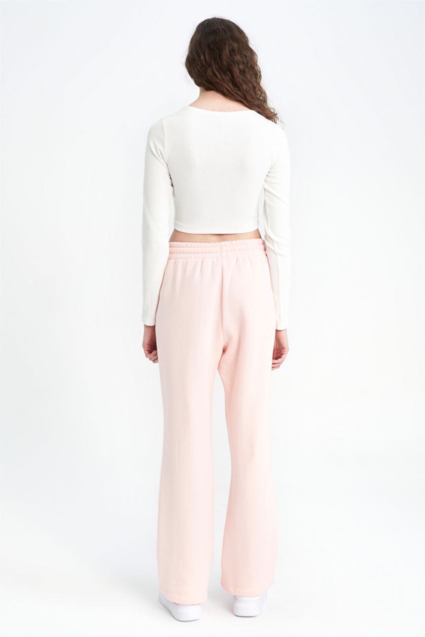 نساء زهري بنطلون بجامة رياضي بقصة عادية وايد ليج