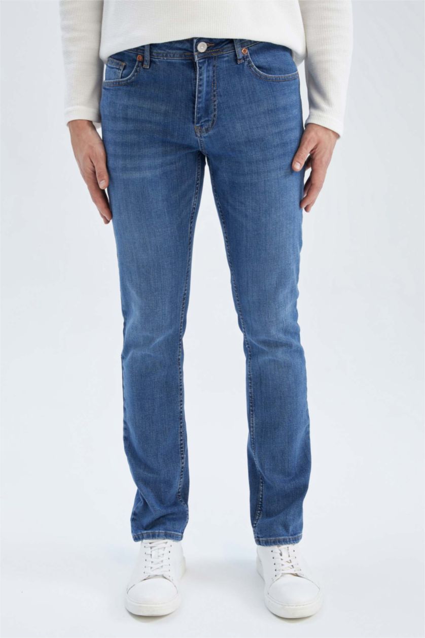 HOMME Bleu Pantalon Jean PEDRO - Coupe slim en jean Ourlet étroit