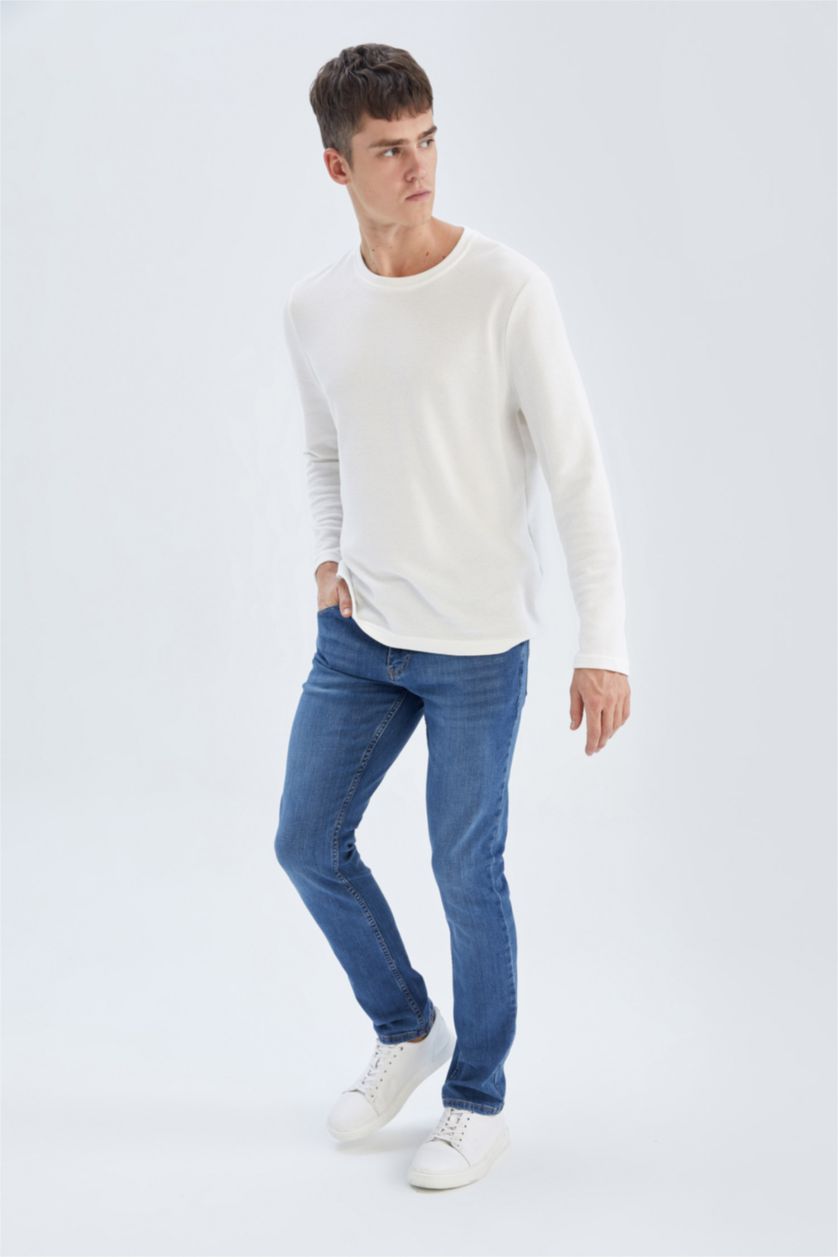 HOMME Bleu Pantalon Jean PEDRO - Coupe slim en jean Ourlet étroit