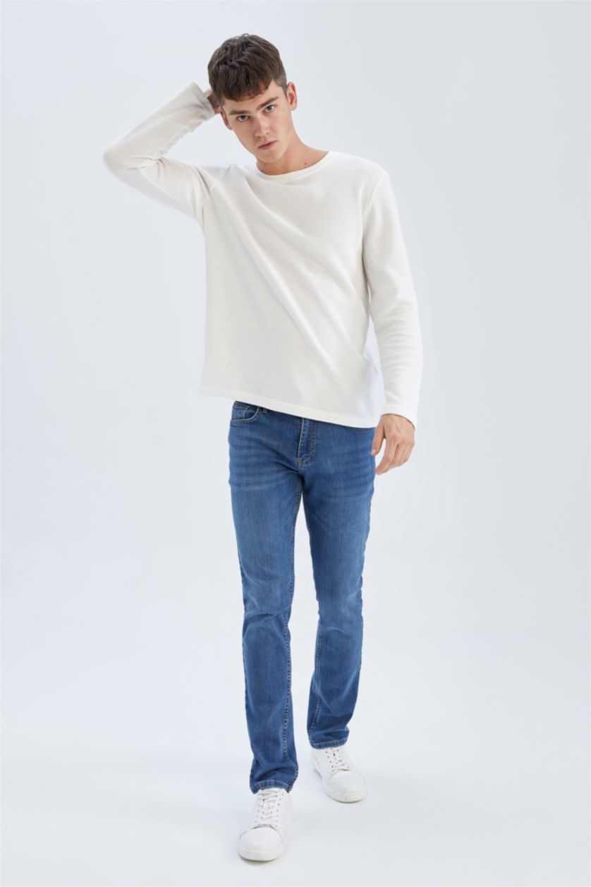 HOMME Bleu Pantalon Jean PEDRO - Coupe slim en jean Ourlet étroit