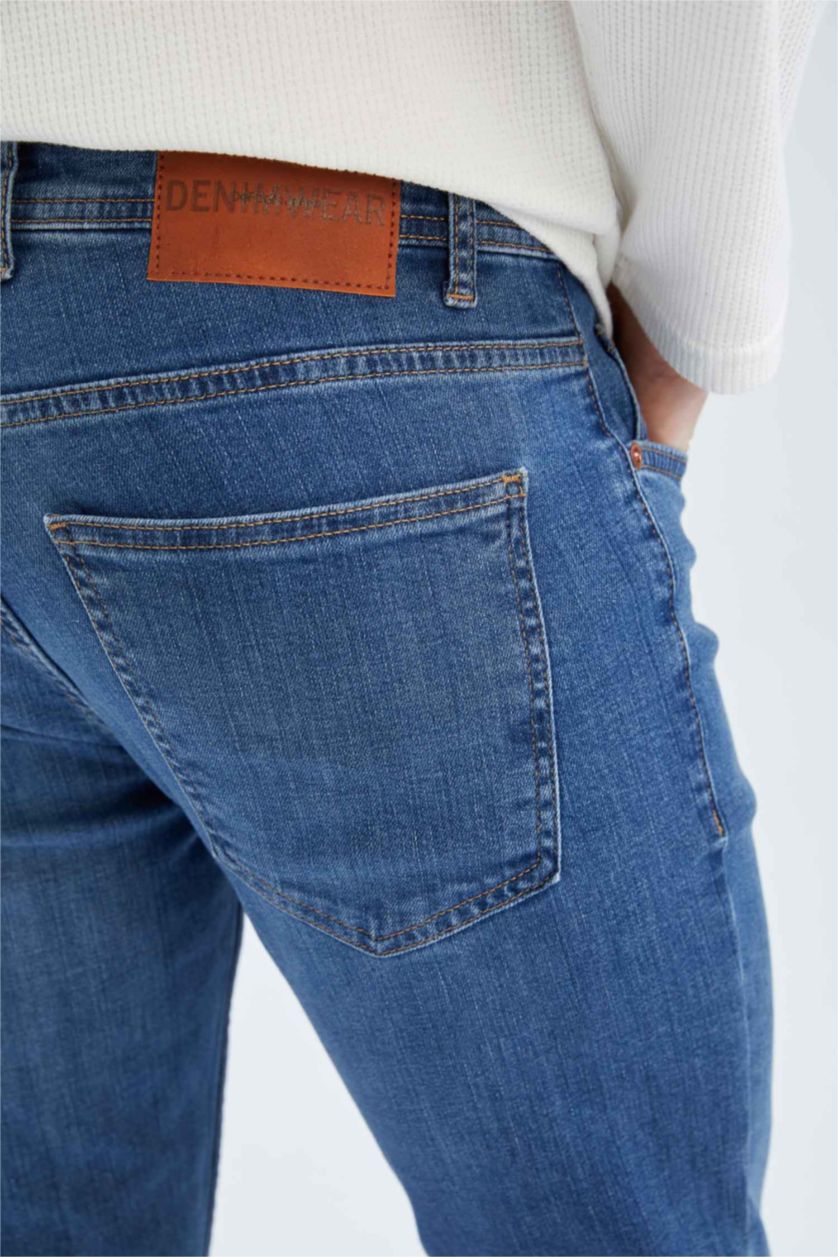 HOMME Bleu Pantalon Jean PEDRO - Coupe slim en jean Ourlet étroit