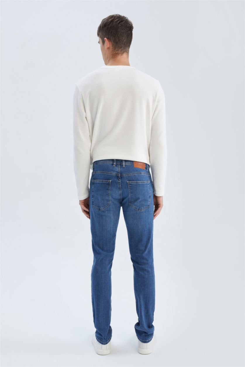 HOMME Bleu Pantalon Jean PEDRO - Coupe slim en jean Ourlet étroit