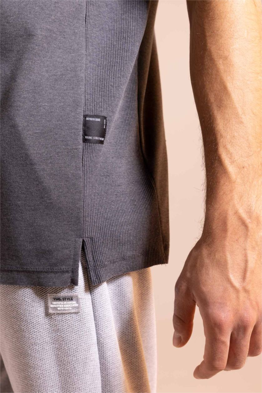 رجالي ميلانج أنترا تي شيرت بريميوم بيزك نص كم قصة عادية برقبة مستديرة ميلانج أنترا