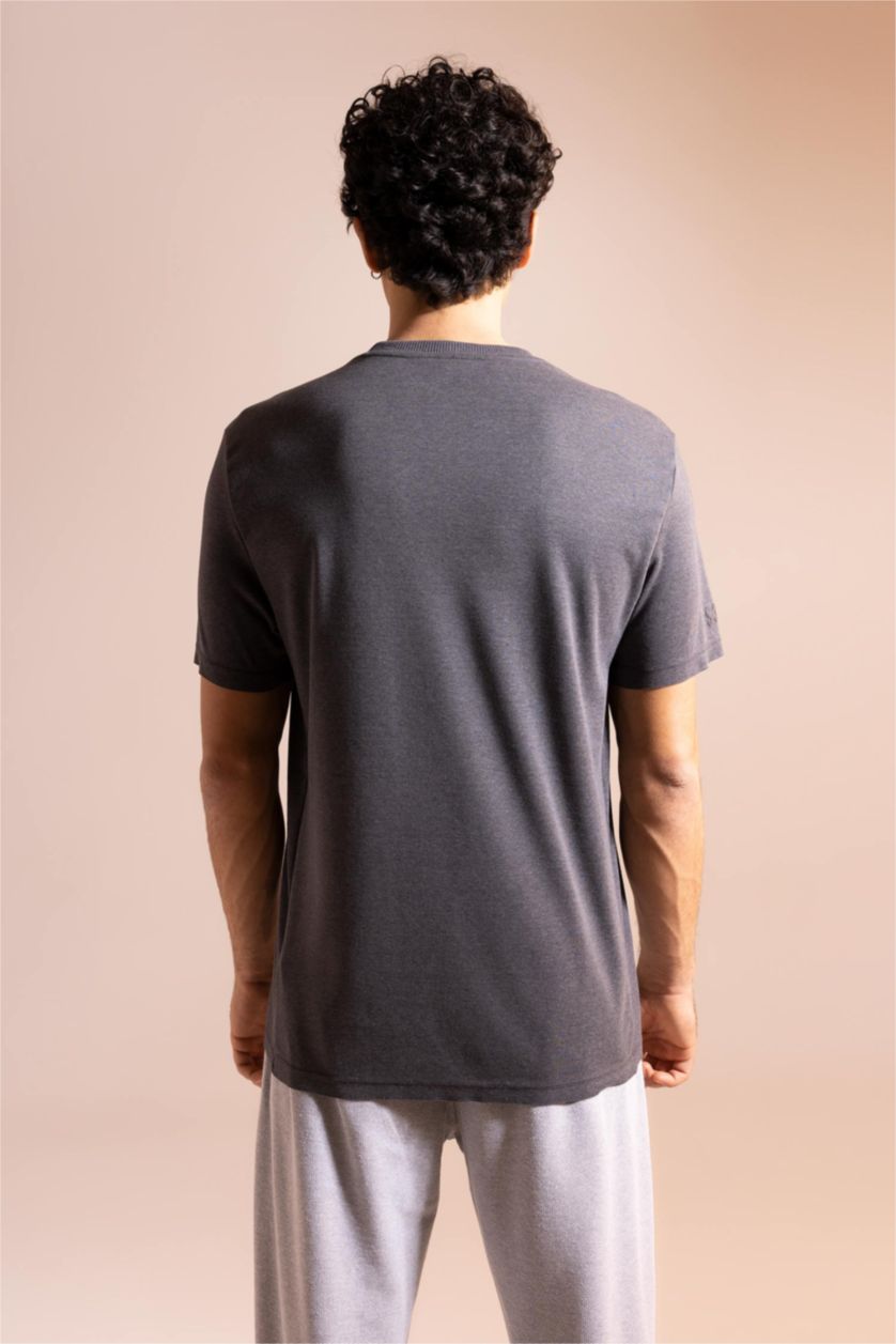 رجالي ميلانج أنترا تي شيرت بريميوم بيزك نص كم قصة عادية برقبة مستديرة ميلانج أنترا