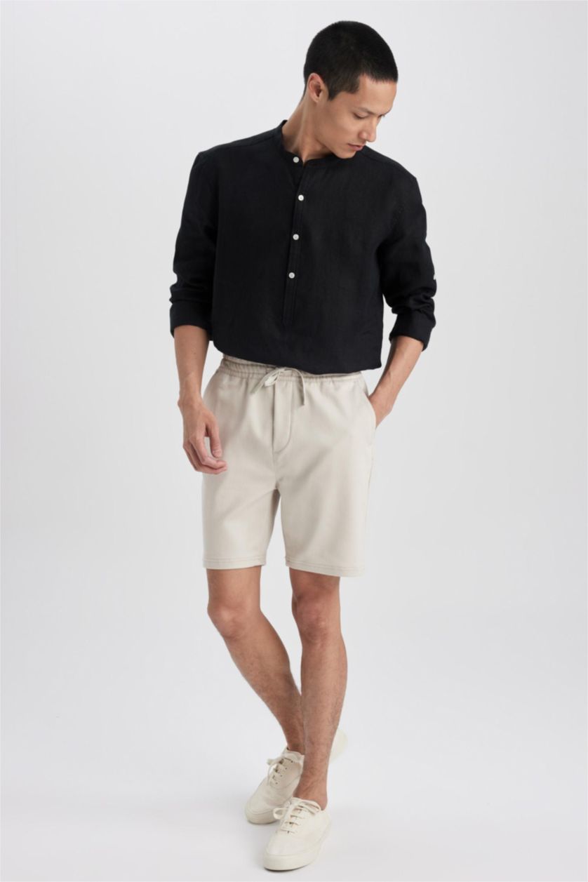 HOMME Noir Chemise Coton Coupe Moderne À Manches Longues