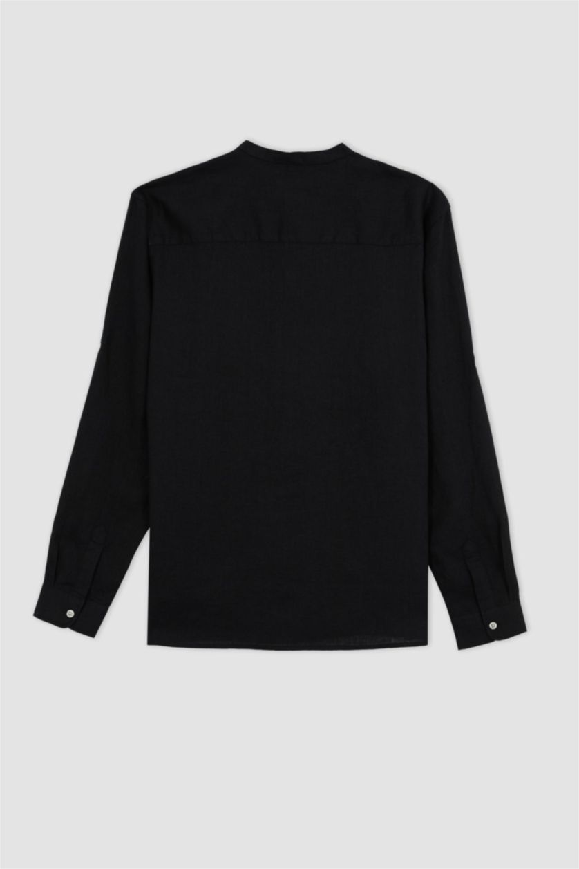 HOMME Noir Chemise Coton Coupe Moderne À Manches Longues