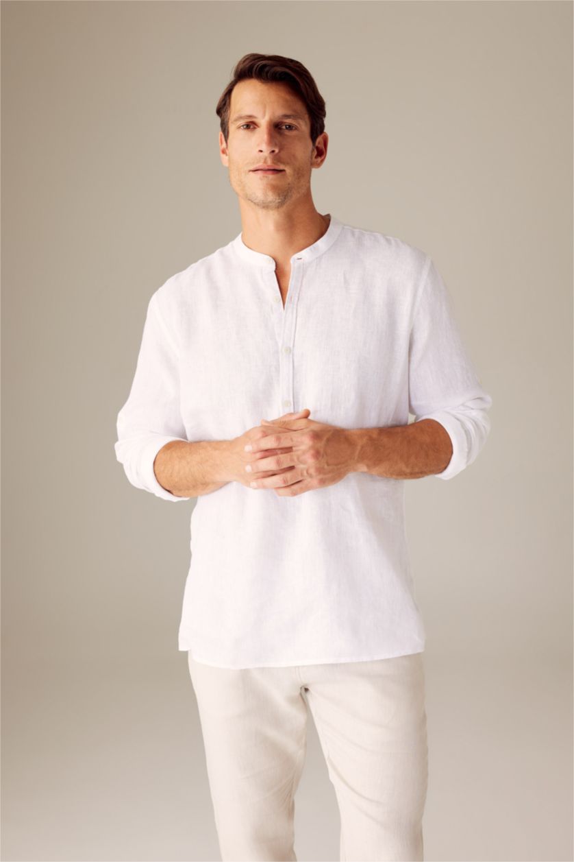 HOMME Blanc Chemise Coton Coupe Moderne à  Manches Longues