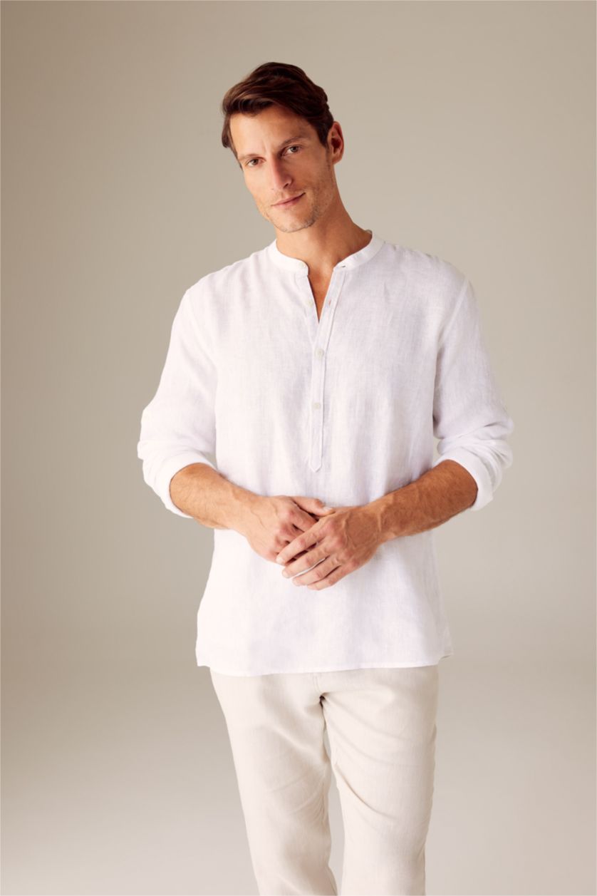 HOMME Blanc Chemise Coton Coupe Moderne à  Manches Longues