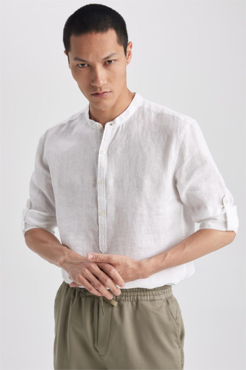 HOMME Blanc Chemise Coton Coupe Moderne à  Manches Longues
