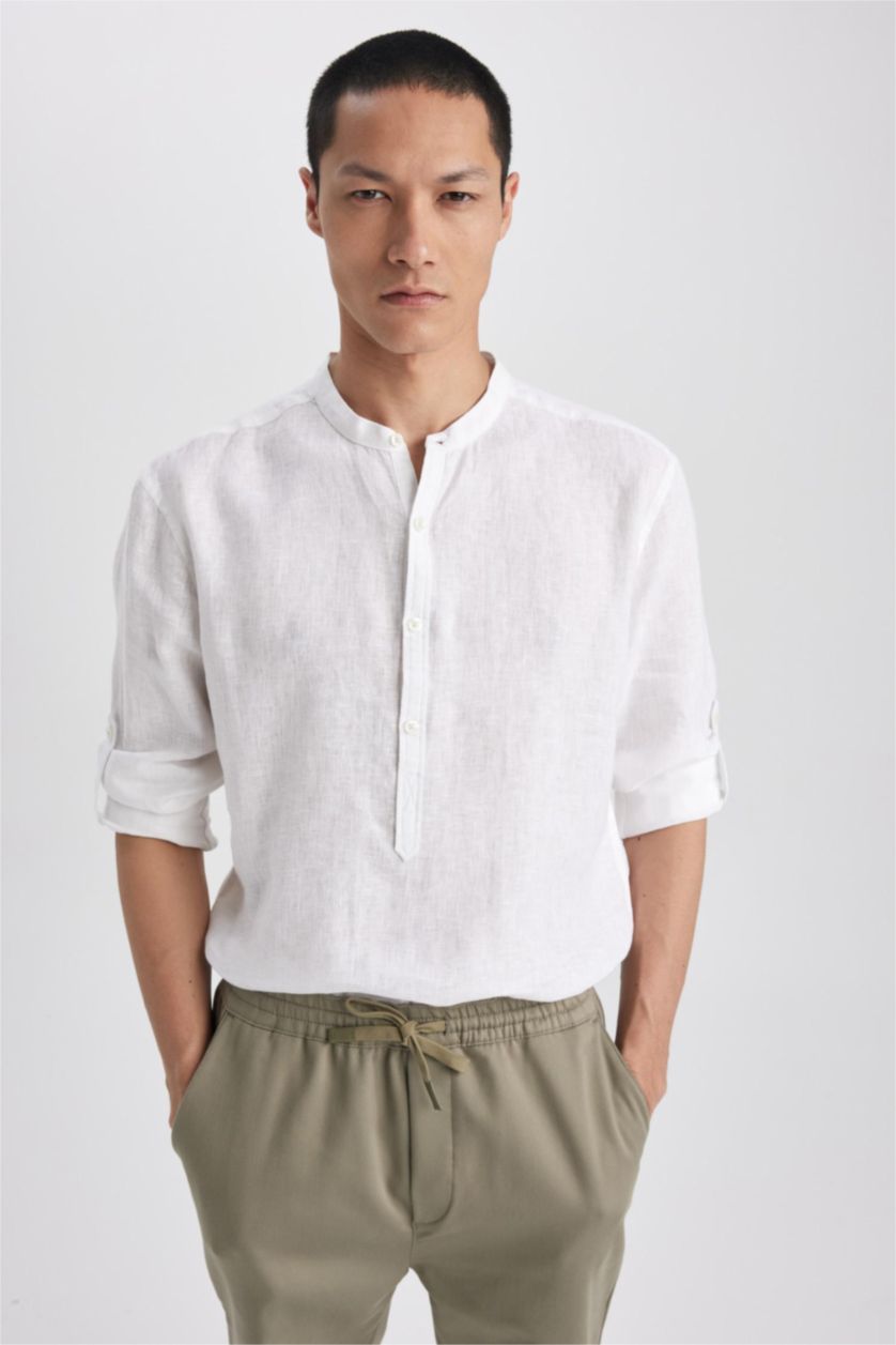 HOMME Blanc Chemise Coton Coupe Moderne à  Manches Longues